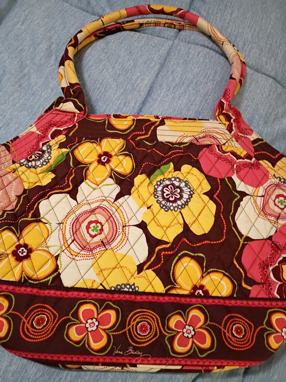 Vera Bradley Quilted Floral Shoulder Tote in Retired Buttercup Pattern